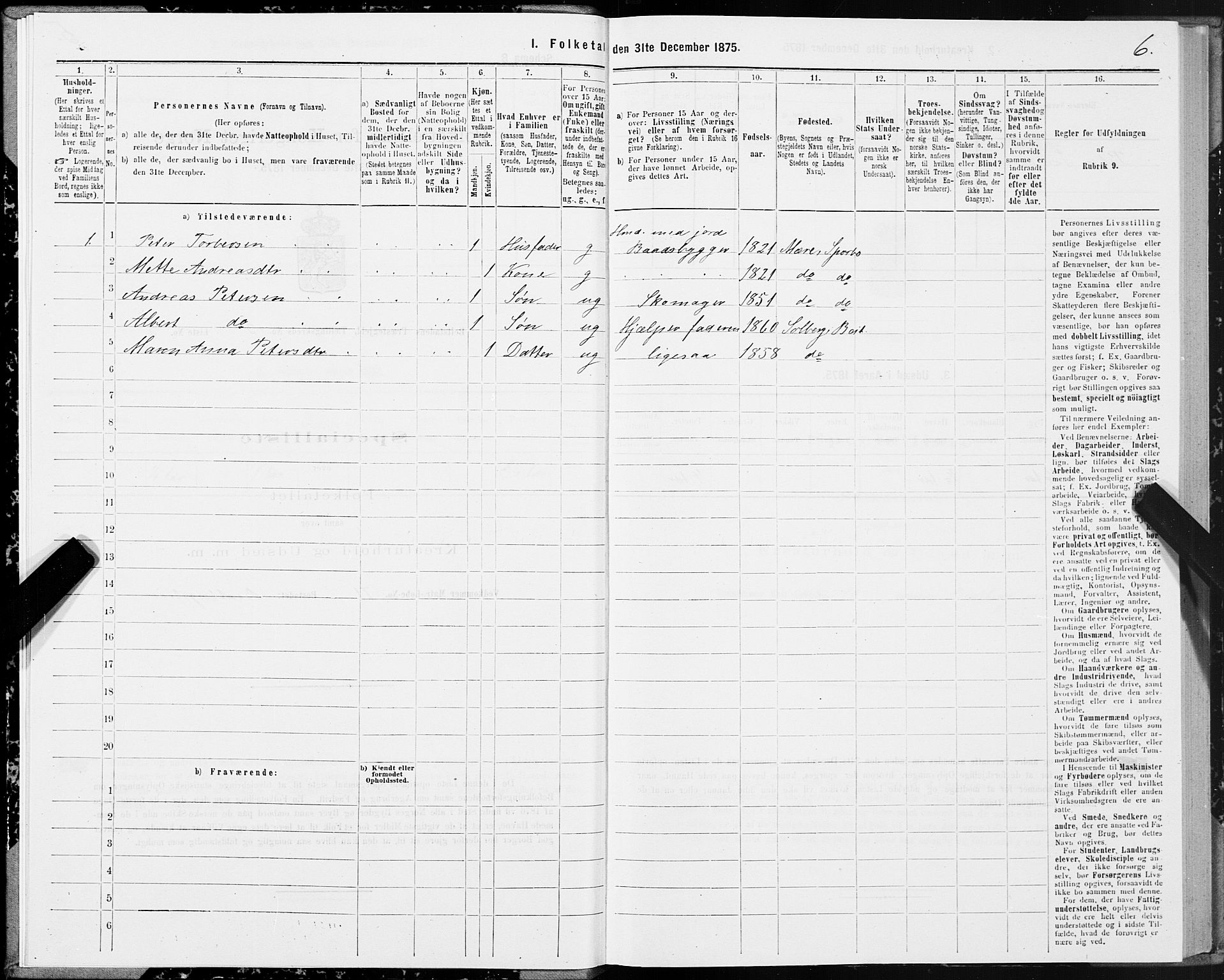 SAT, 1875 census for 1727P Beitstad, 1875, p. 2006