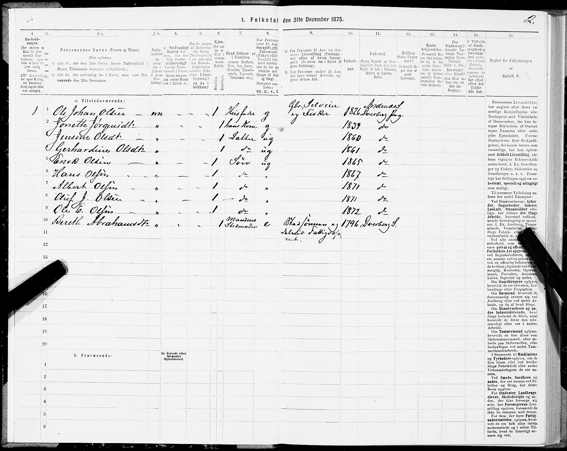 SAT, 1875 census for 1872P Dverberg, 1875, p. 3002