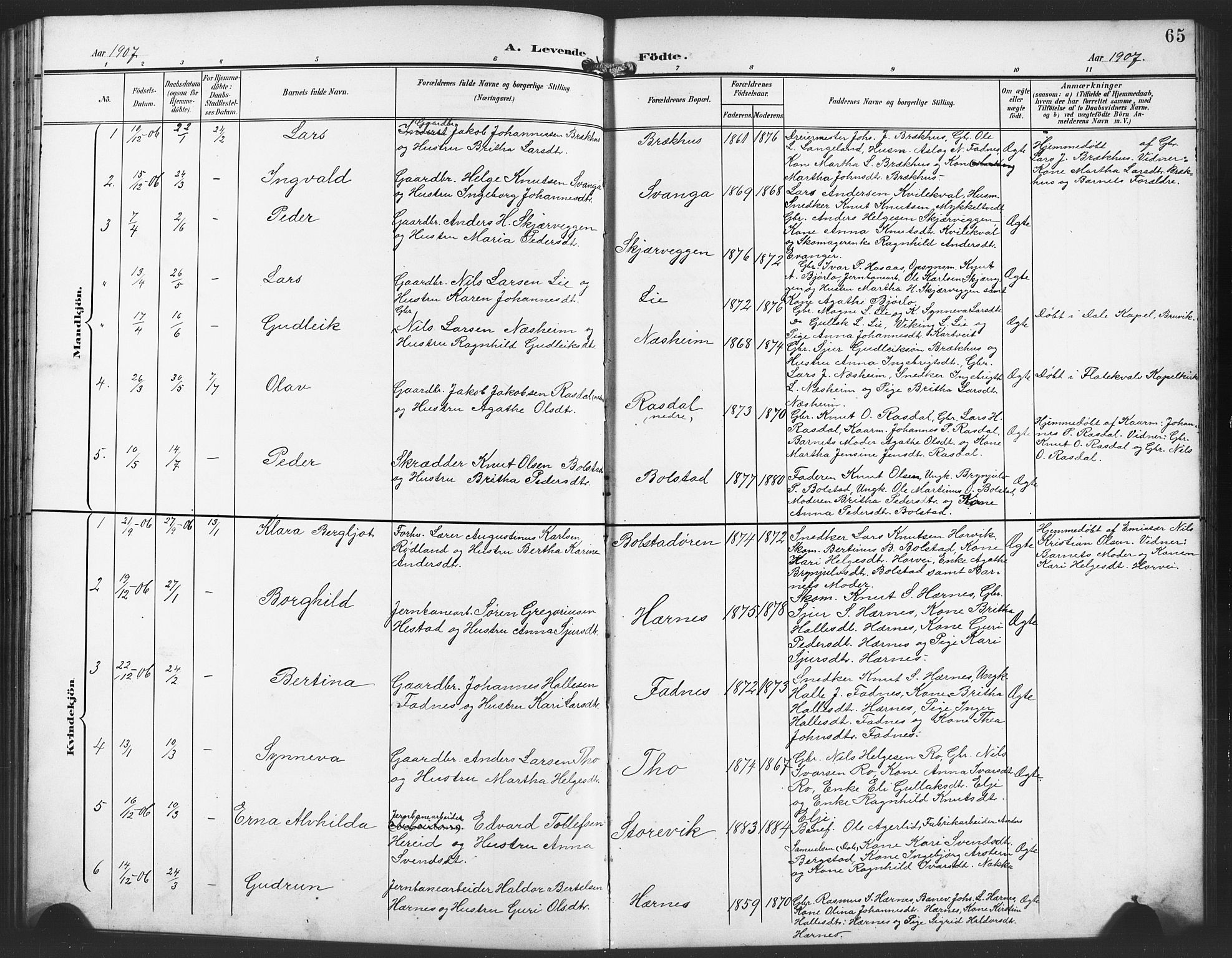 Evanger sokneprestembete, AV/SAB-A-99924: Parish register (copy) no. A 5, 1897-1917, p. 65
