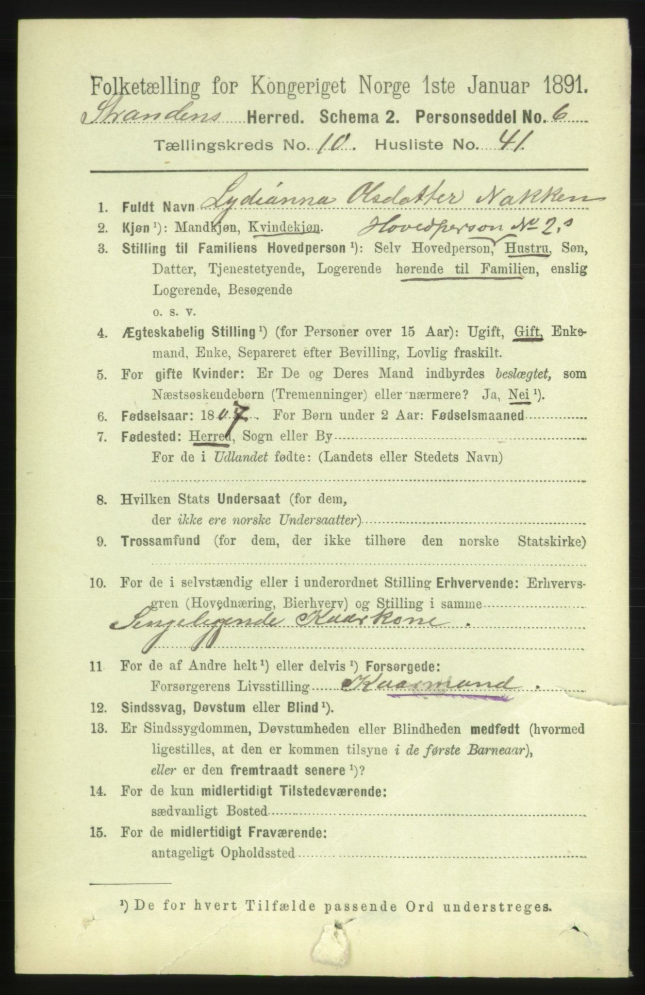 RA, 1891 census for 1525 Stranda, 1891, p. 2455