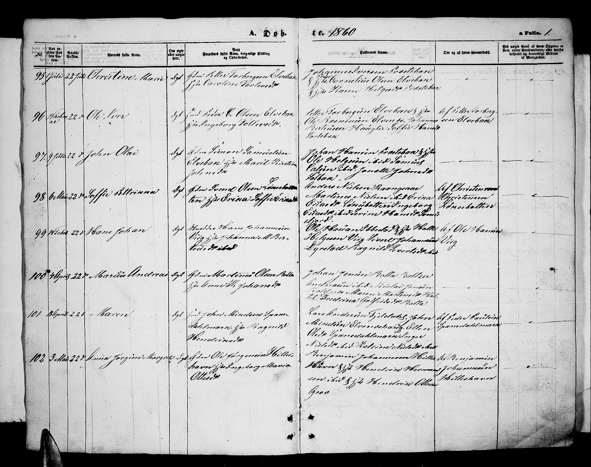 Ibestad sokneprestembete, SATØ/S-0077/H/Ha/Hab/L0005klokker: Parish register (copy) no. 5, 1860-1871, p. 1