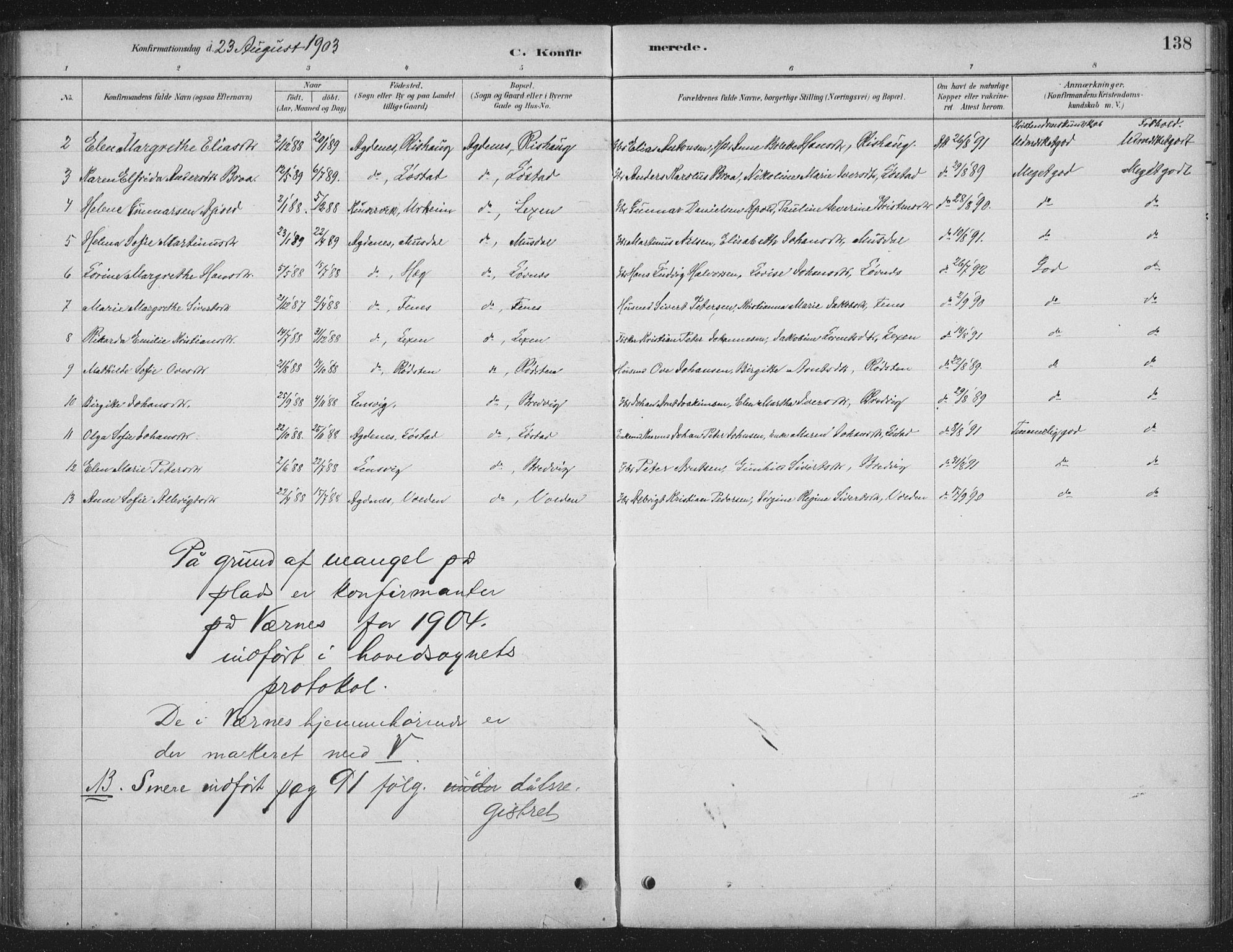 Ministerialprotokoller, klokkerbøker og fødselsregistre - Sør-Trøndelag, SAT/A-1456/662/L0755: Parish register (official) no. 662A01, 1879-1905, p. 138