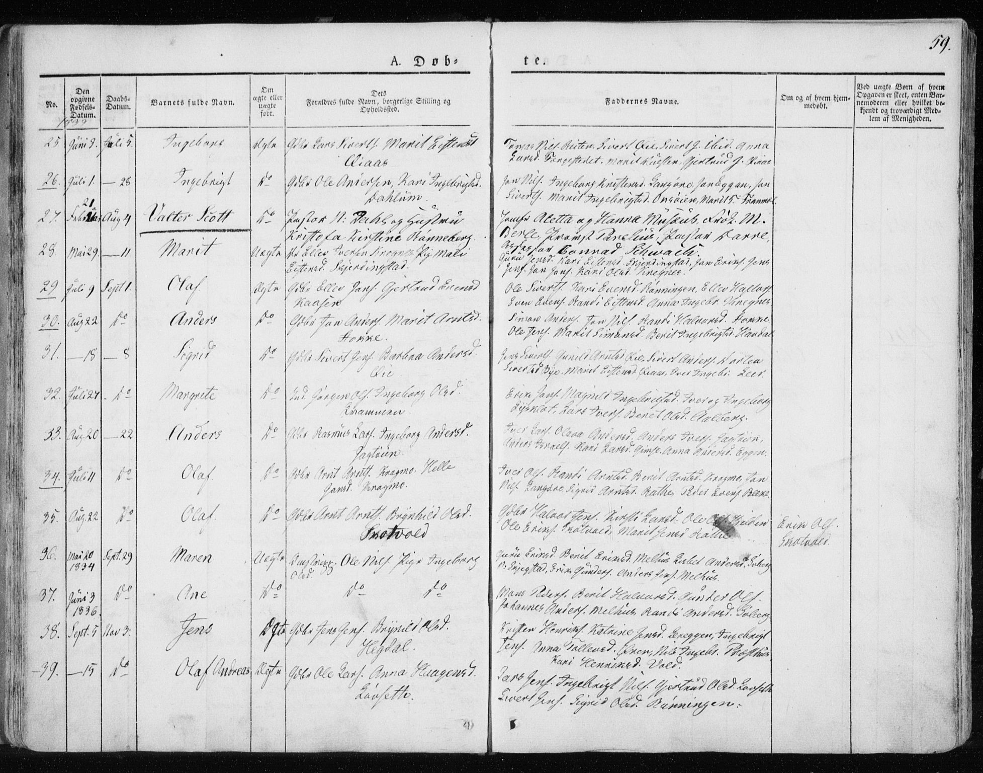 Ministerialprotokoller, klokkerbøker og fødselsregistre - Sør-Trøndelag, SAT/A-1456/691/L1069: Parish register (official) no. 691A04, 1826-1841, p. 59