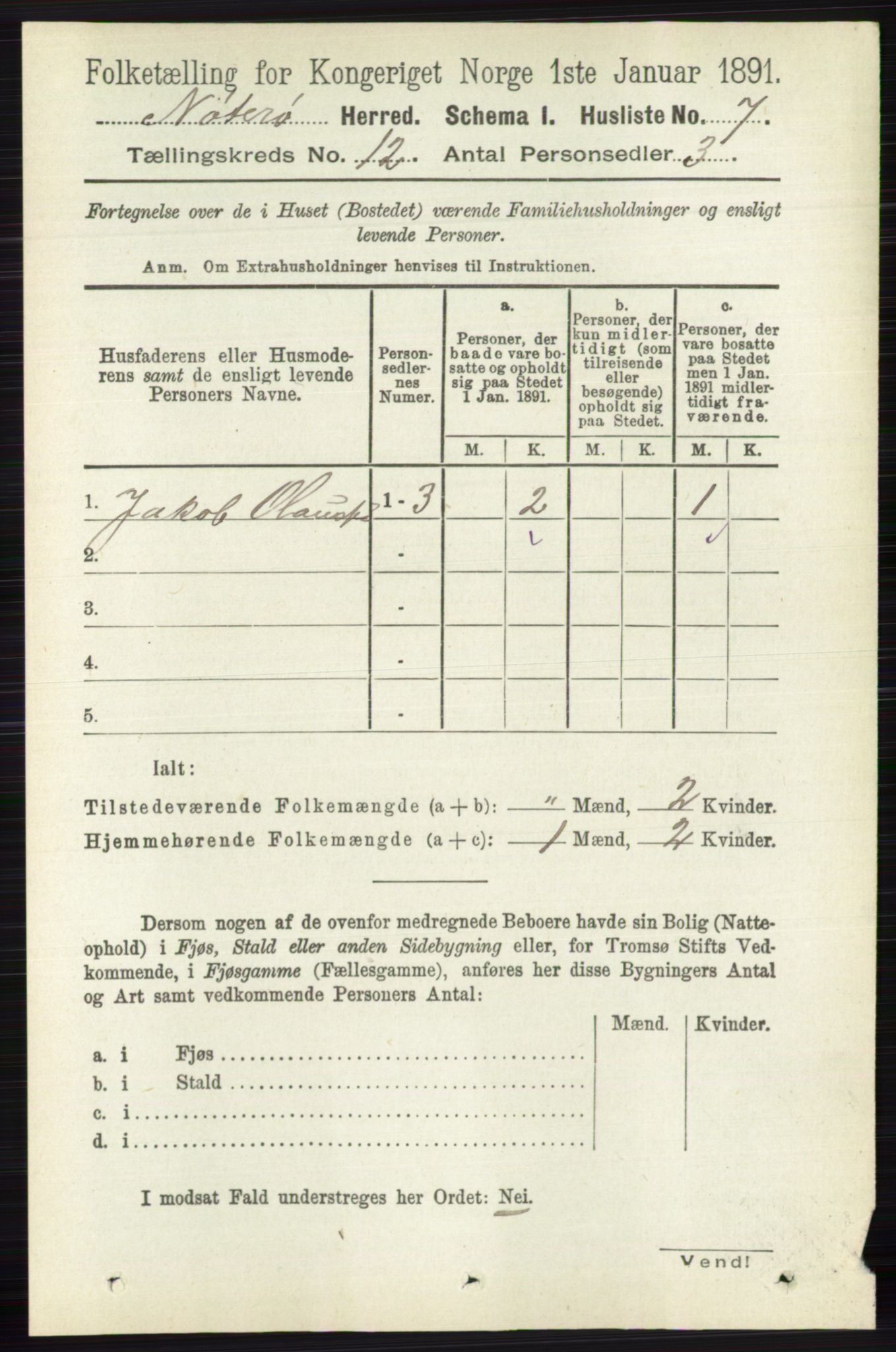 RA, 1891 census for 0722 Nøtterøy, 1891, p. 6284