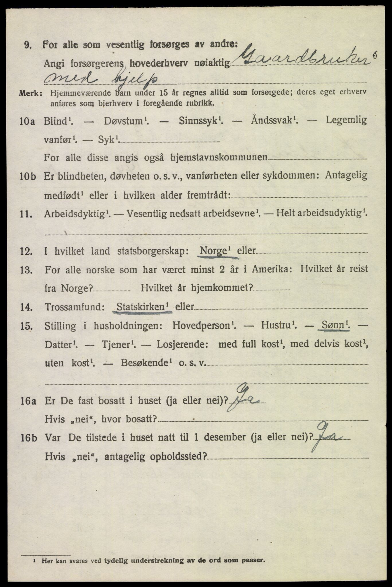 SAH, 1920 census for Snertingdal, 1920, p. 4864