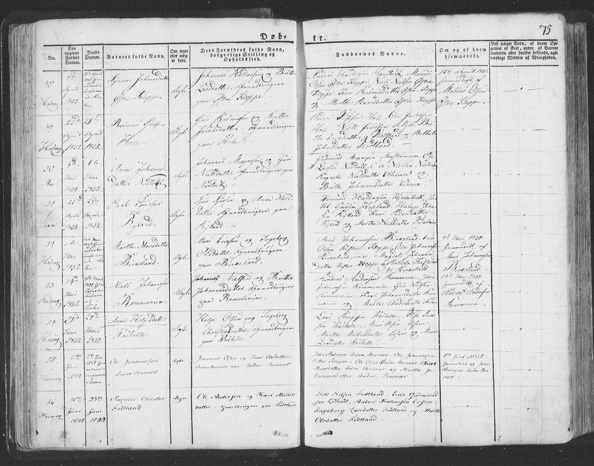 Hosanger sokneprestembete, AV/SAB-A-75801/H/Haa: Parish register (official) no. A 6, 1824-1835, p. 75