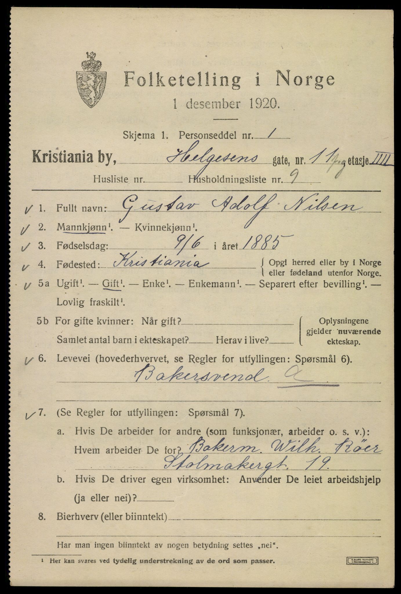 SAO, 1920 census for Kristiania, 1920, p. 283299