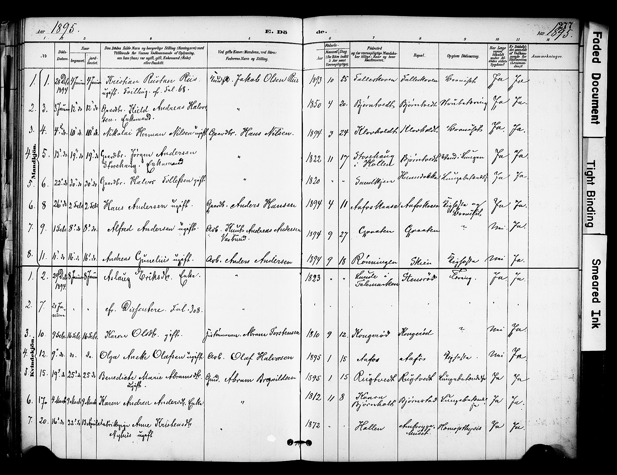 Solum kirkebøker, SAKO/A-306/F/Fa/L0010: Parish register (official) no. I 10, 1888-1898, p. 277