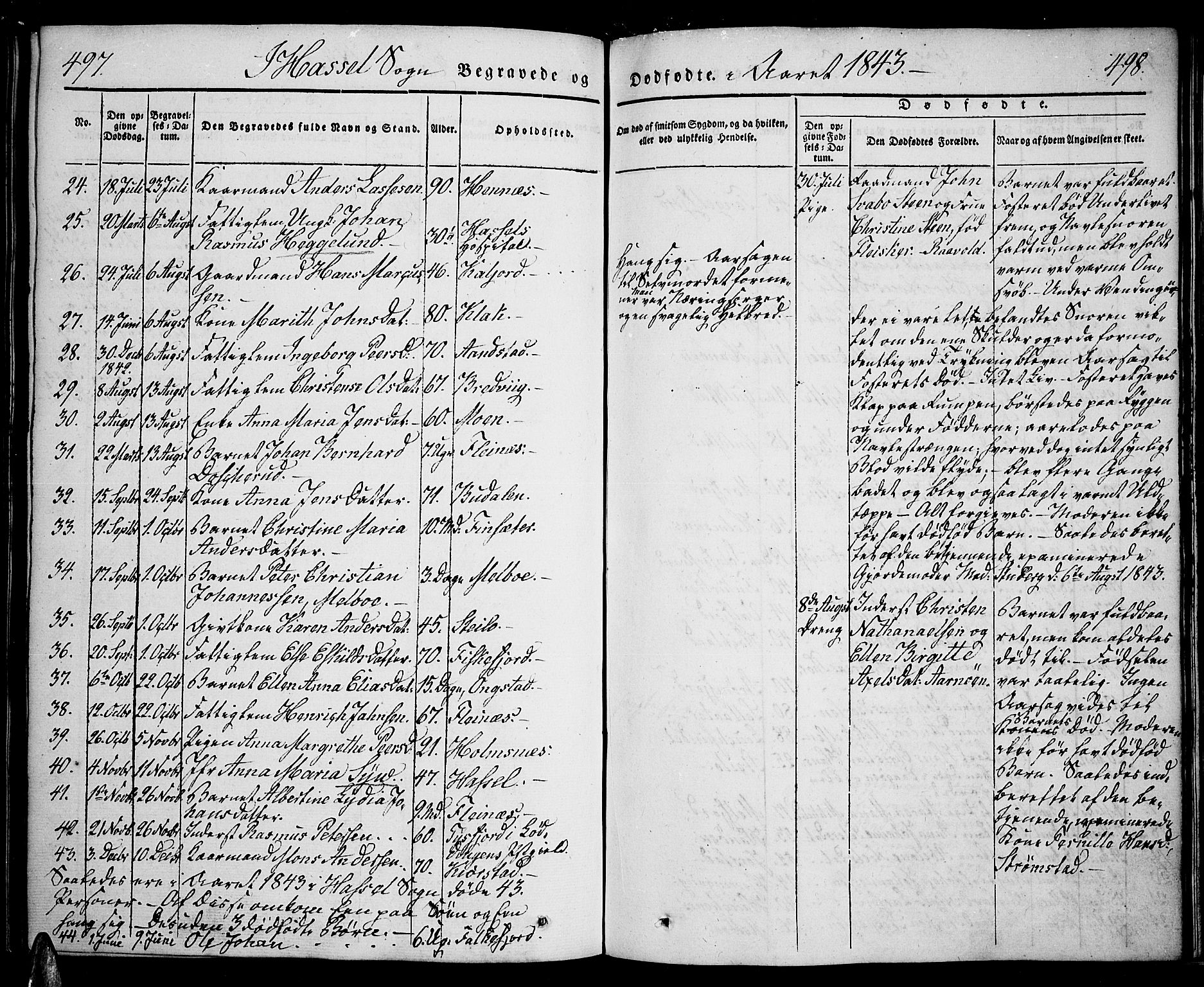 Ministerialprotokoller, klokkerbøker og fødselsregistre - Nordland, SAT/A-1459/888/L1239: Parish register (official) no. 888A06 /1, 1837-1849, p. 497-498