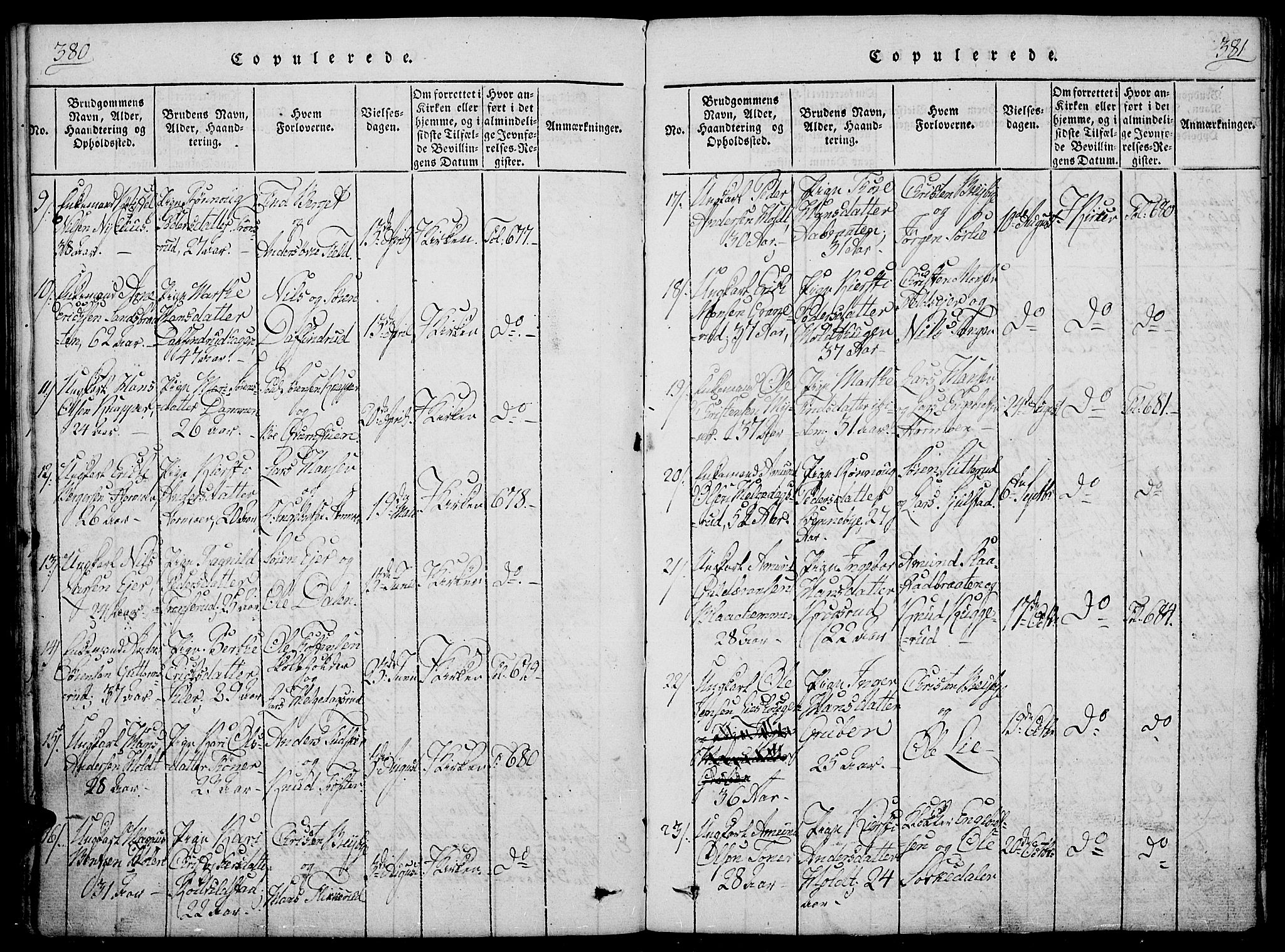 Nord-Odal prestekontor, AV/SAH-PREST-032/H/Ha/Haa/L0001: Parish register (official) no. 1, 1819-1838, p. 380-381