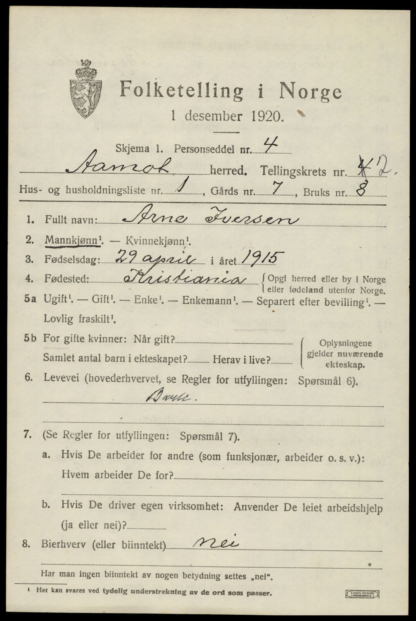 SAH, 1920 census for Åmot, 1920, p. 2077