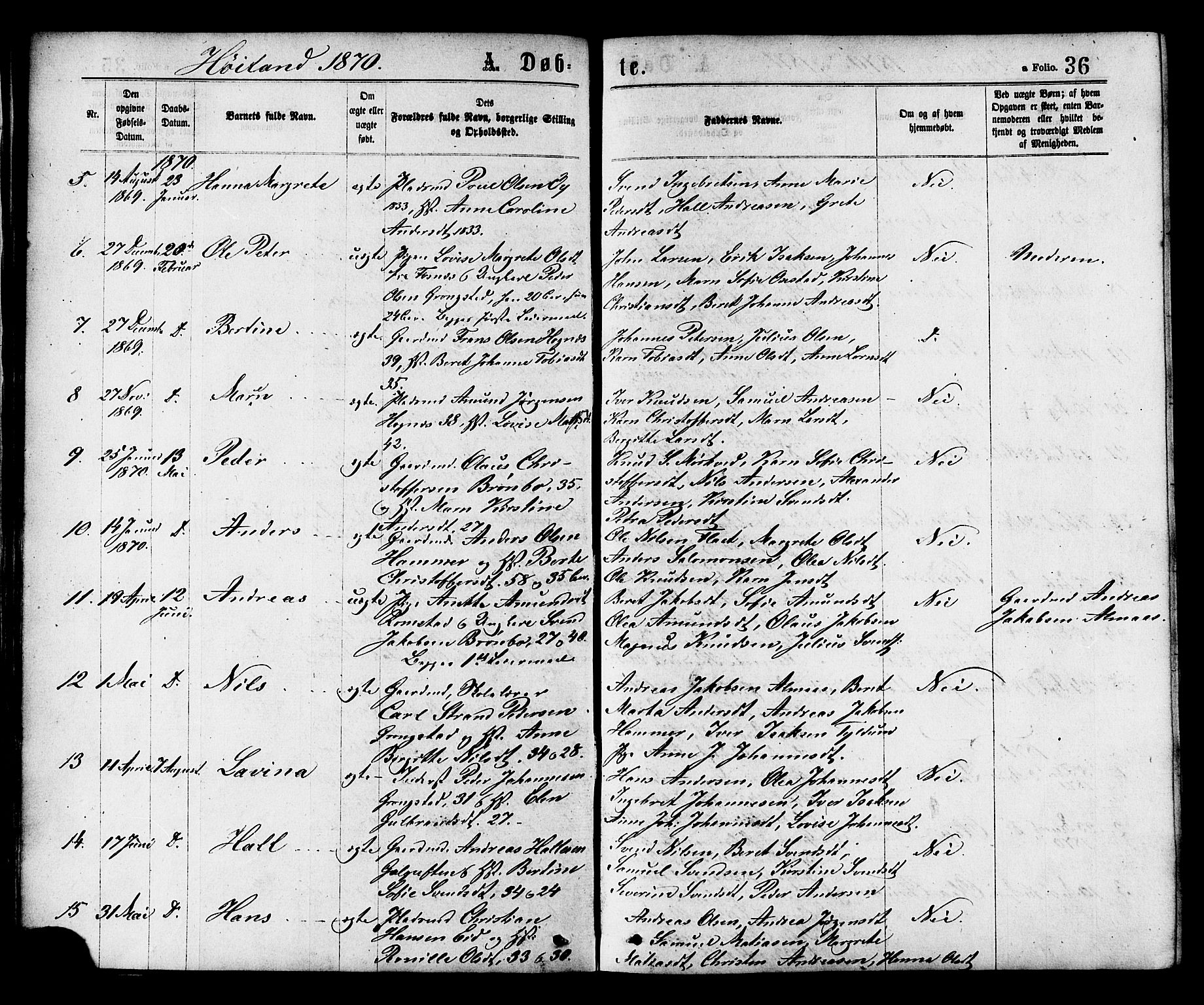 Ministerialprotokoller, klokkerbøker og fødselsregistre - Nord-Trøndelag, SAT/A-1458/758/L0516: Parish register (official) no. 758A03 /2, 1869-1879, p. 36