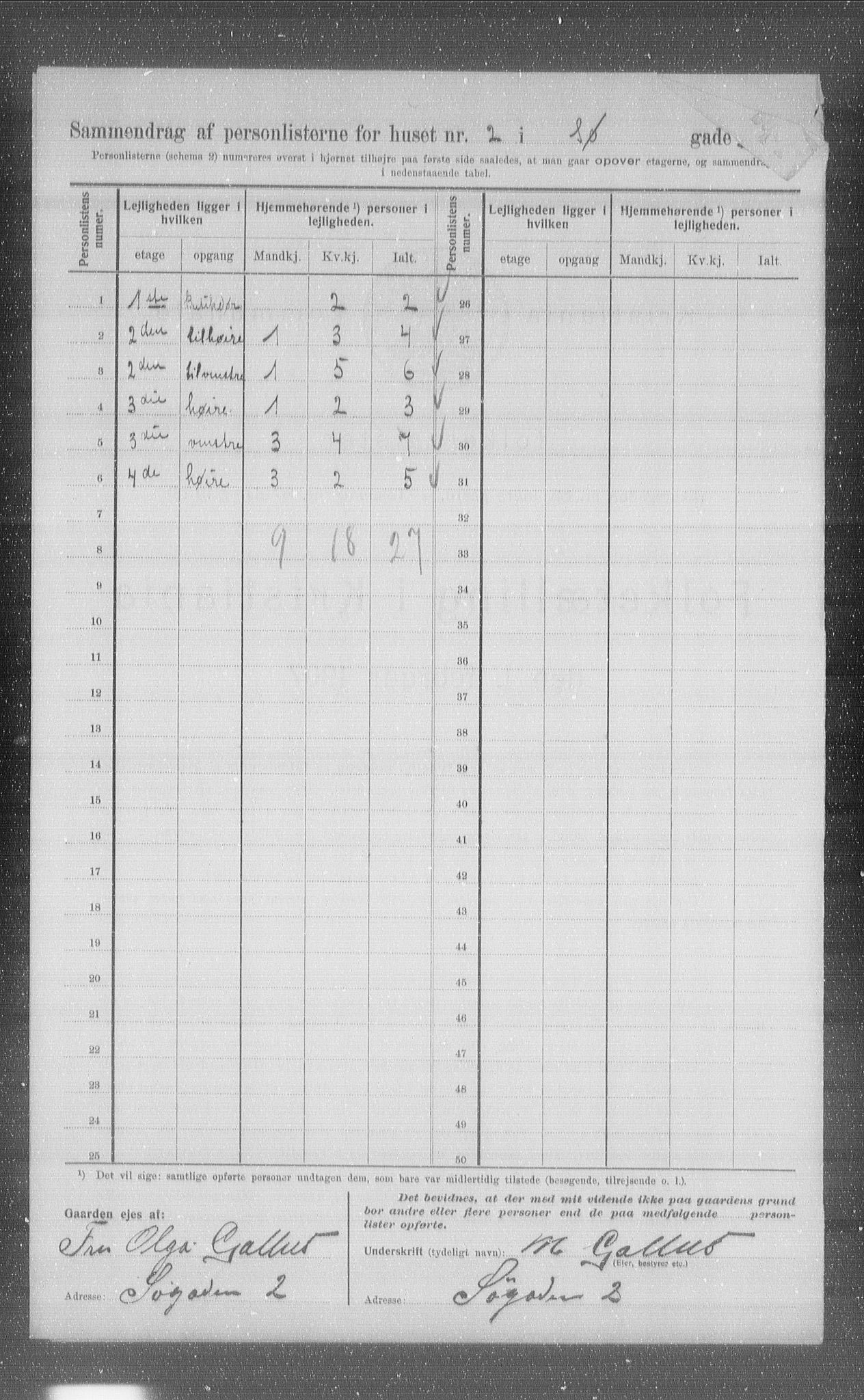 OBA, Municipal Census 1907 for Kristiania, 1907, p. 48541