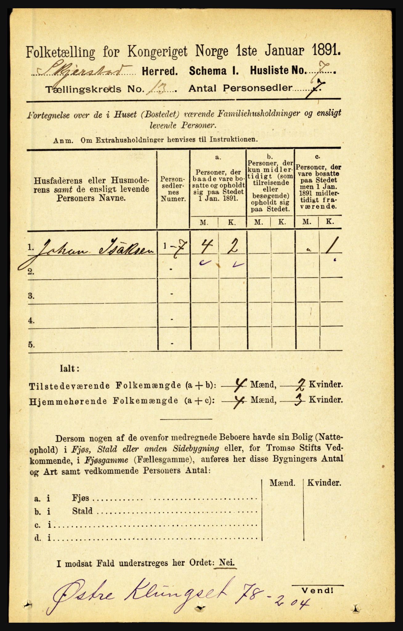 RA, 1891 census for 1842 Skjerstad, 1891, p. 4318