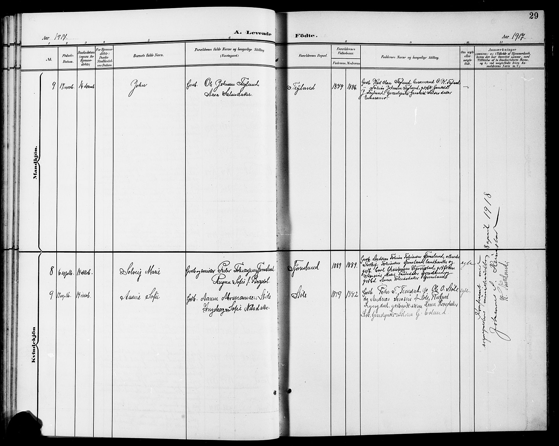 Nord-Audnedal sokneprestkontor, AV/SAK-1111-0032/F/Fb/Fbb/L0004: Parish register (copy) no. B 4, 1901-1917, p. 29