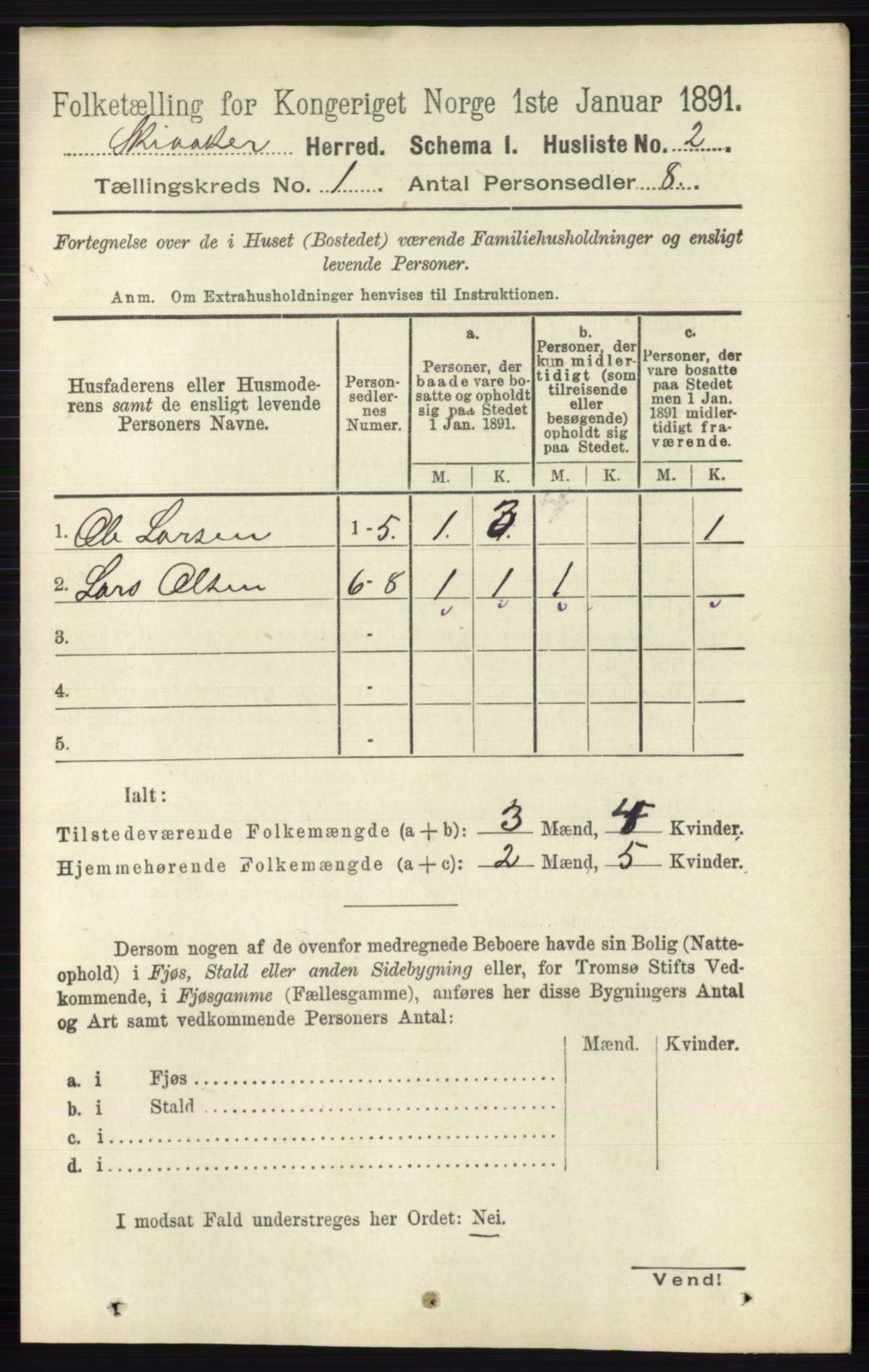RA, 1891 census for 0513 Skjåk, 1891, p. 25