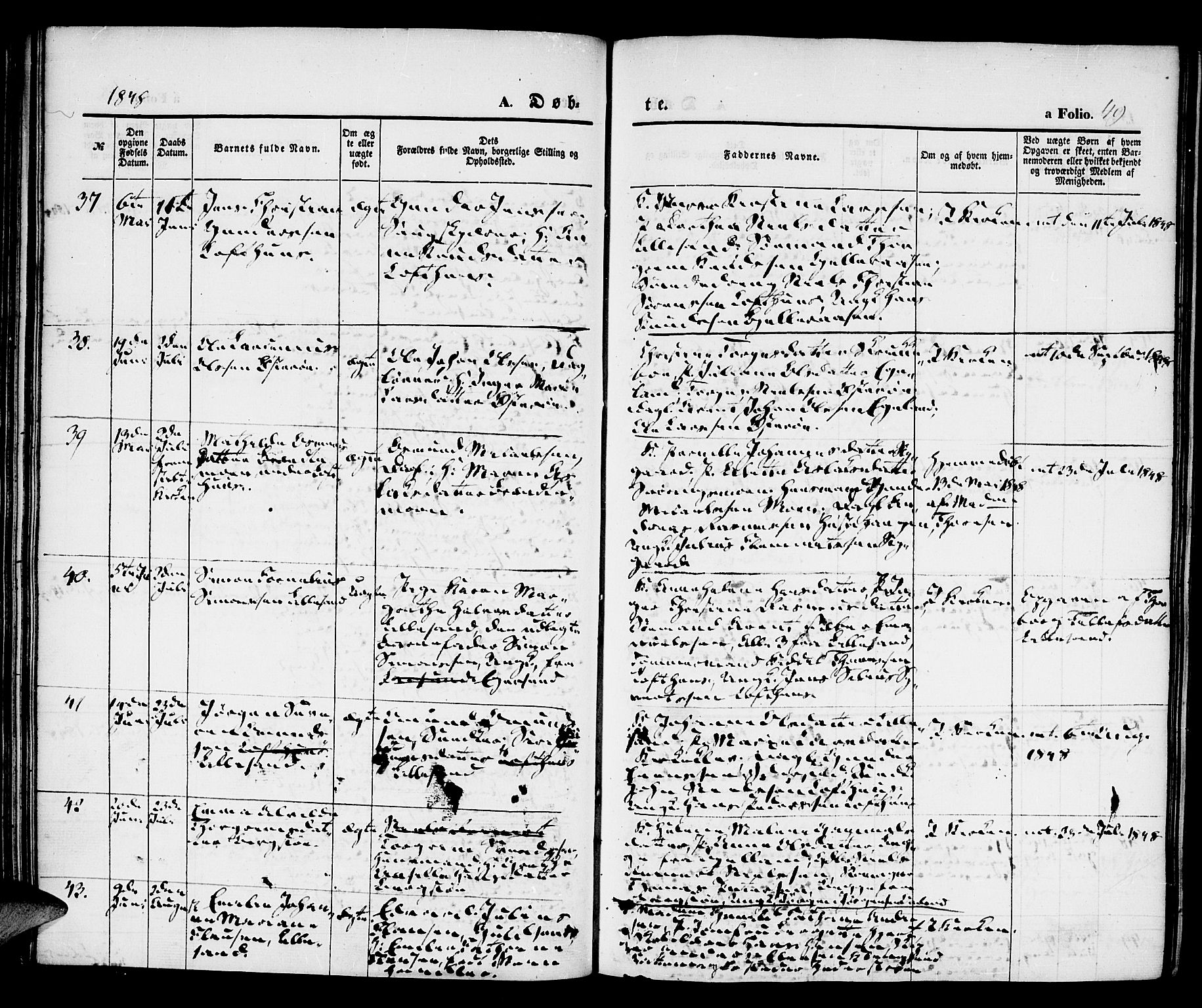 Vestre Moland sokneprestkontor, AV/SAK-1111-0046/F/Fa/Fab/L0005: Parish register (official) no. A 5, 1841-1849, p. 49