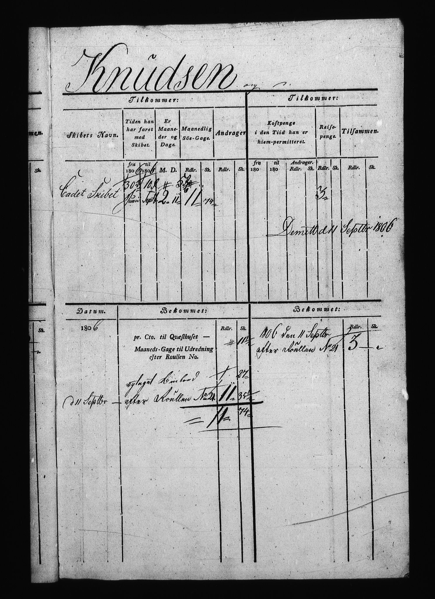 Sjøetaten, AV/RA-EA-3110/F/L0200: Fredrikshalds distrikt, bind 1, 1806