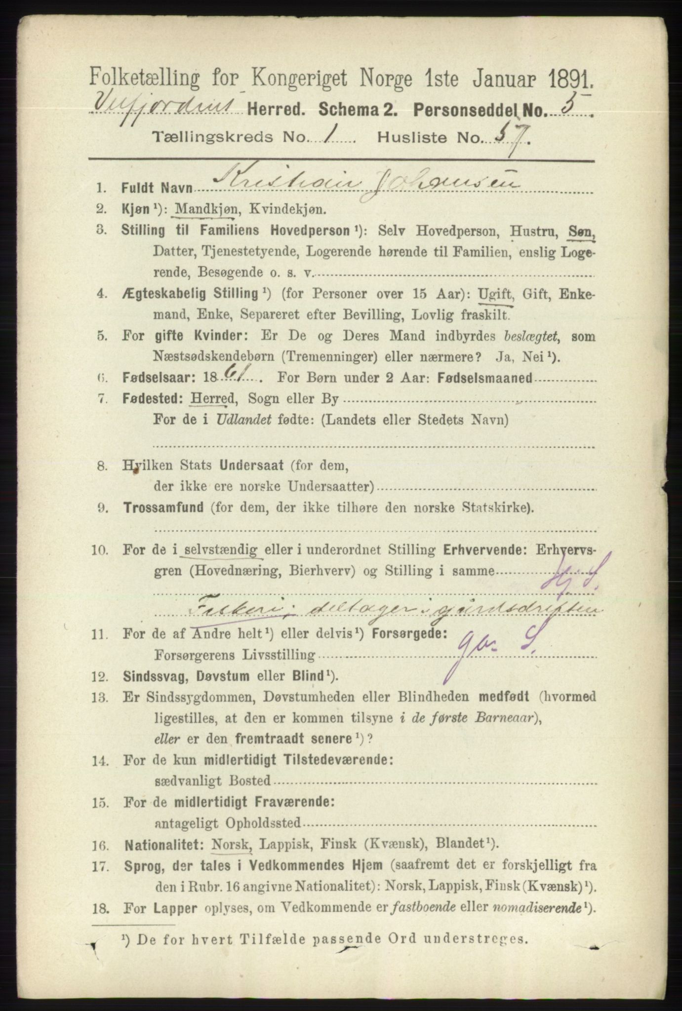 RA, 1891 census for 1813 Velfjord, 1891, p. 473