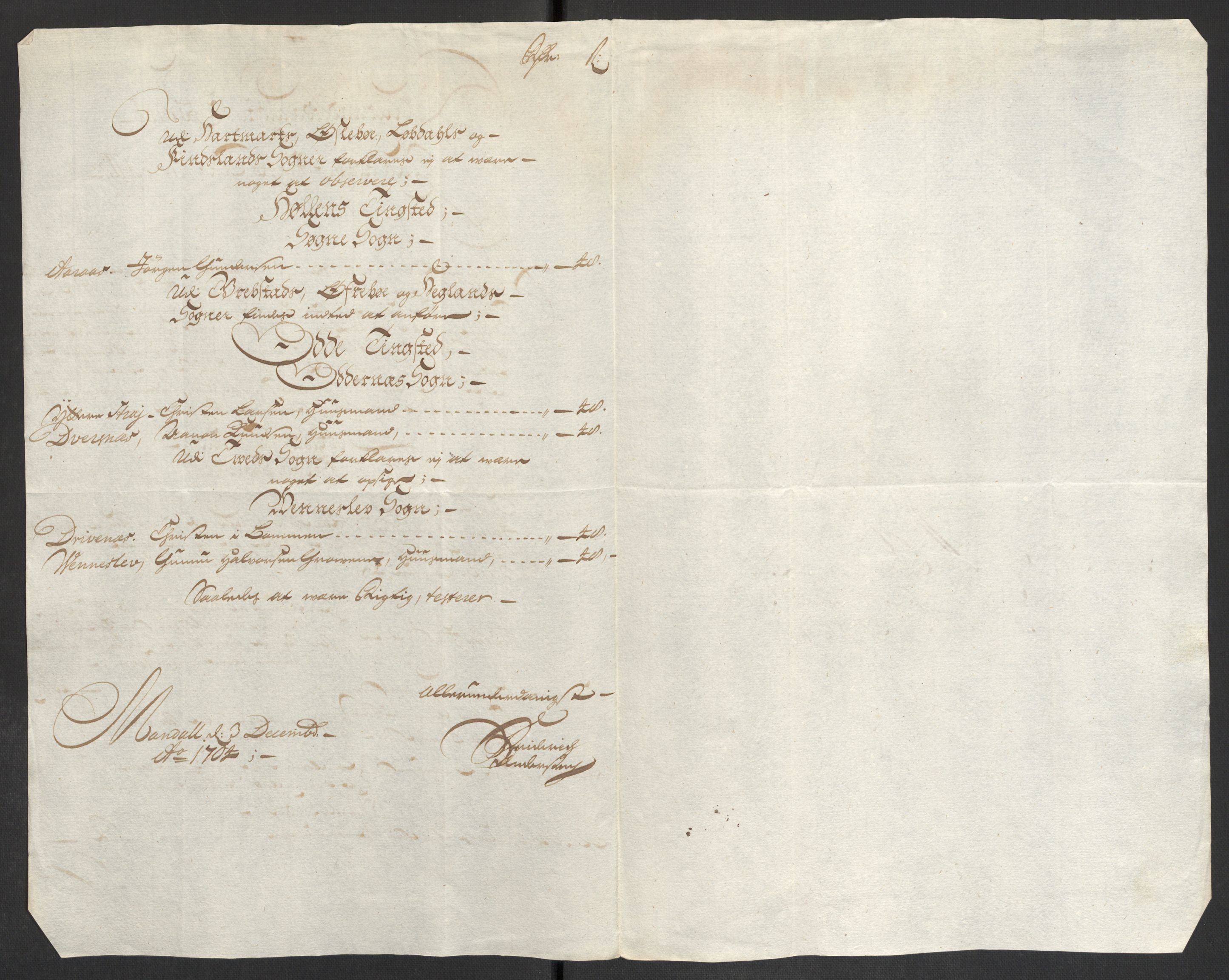 Rentekammeret inntil 1814, Reviderte regnskaper, Fogderegnskap, RA/EA-4092/R43/L2550: Fogderegnskap Lista og Mandal, 1703-1704, p. 309