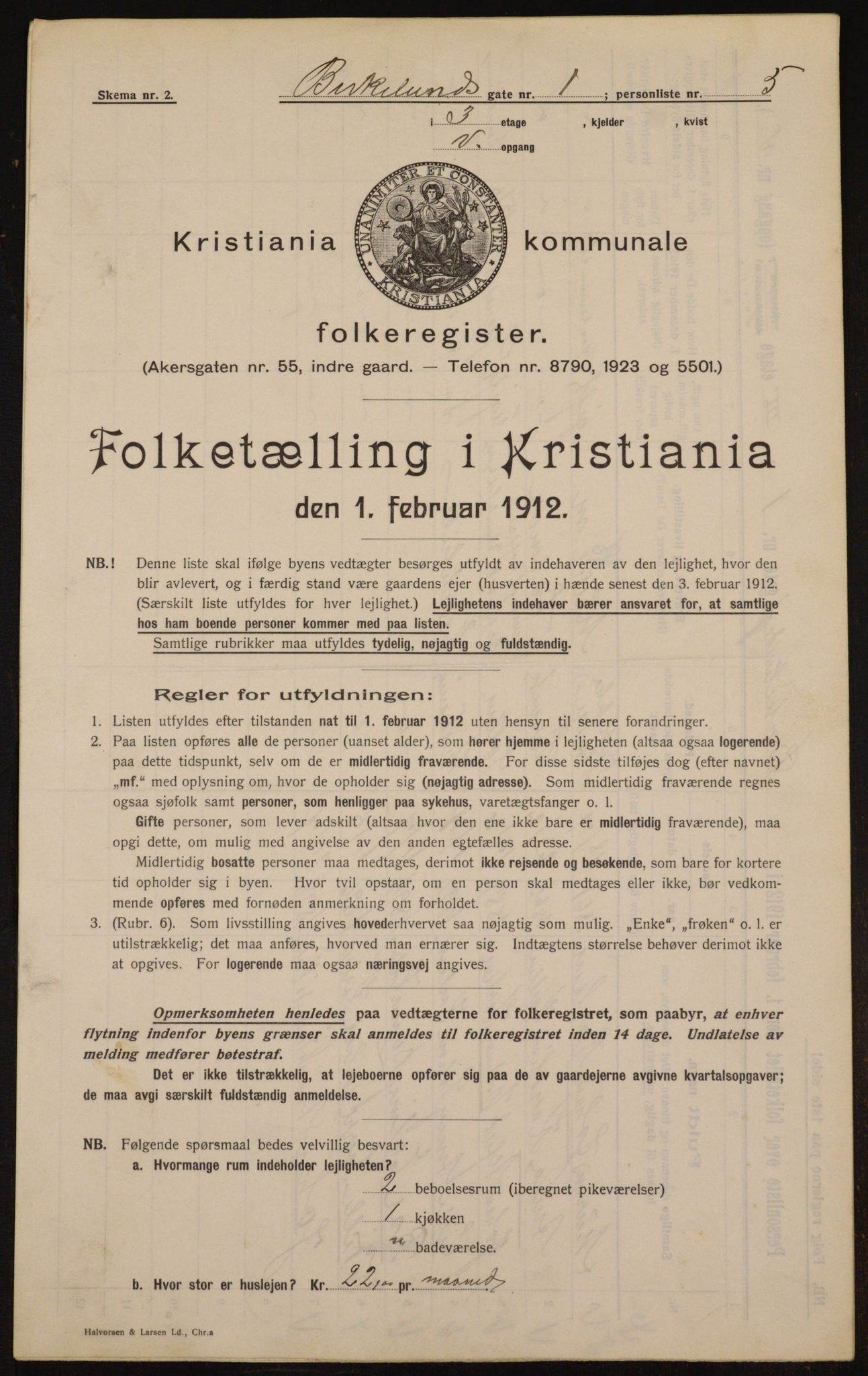 OBA, Municipal Census 1912 for Kristiania, 1912, p. 5038