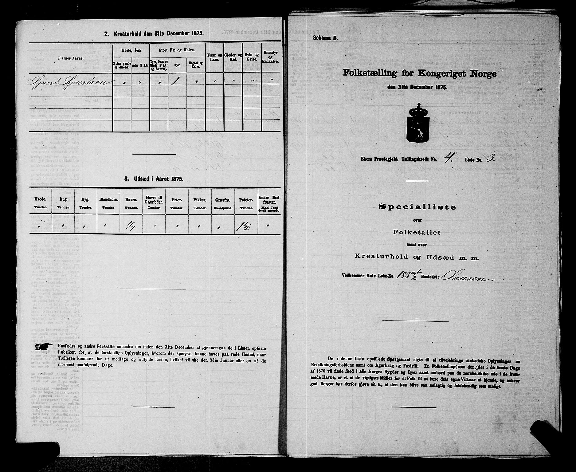 SAKO, 1875 census for 0624P Eiker, 1875, p. 725