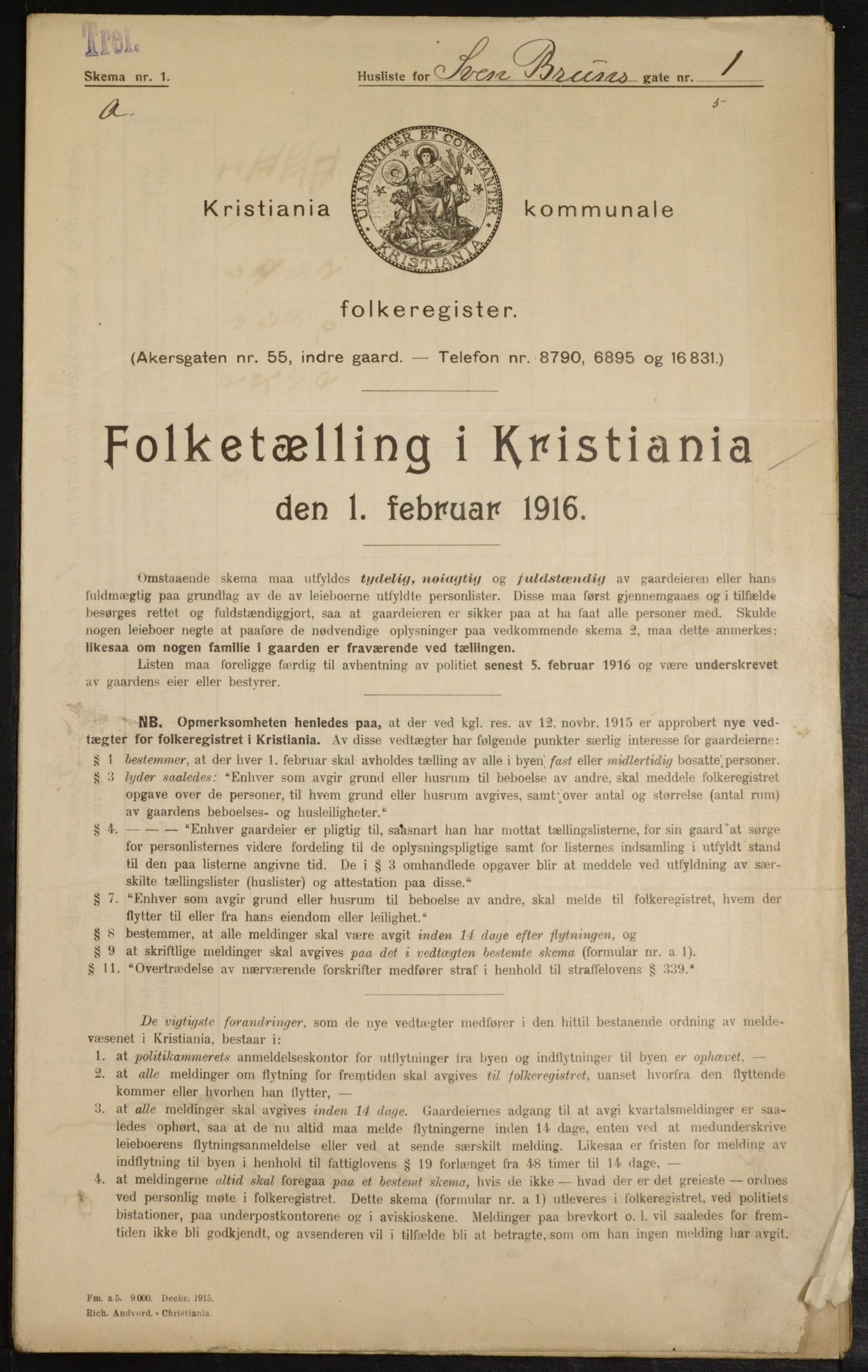 OBA, Municipal Census 1916 for Kristiania, 1916, p. 107698