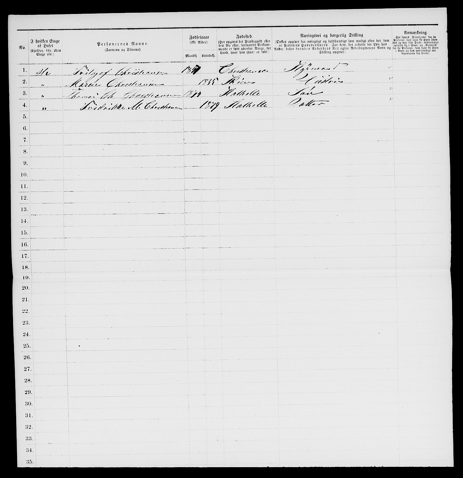 SAKO, 1885 census for 0803 Stathelle, 1885, p. 100