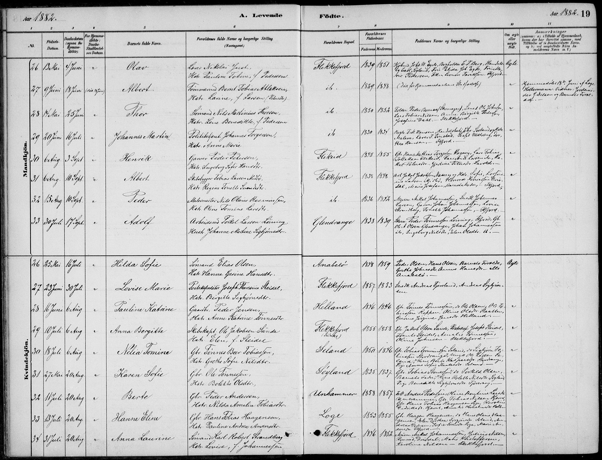 Flekkefjord sokneprestkontor, AV/SAK-1111-0012/F/Fb/Fbc/L0007: Parish register (copy) no. B 7, 1880-1902, p. 19