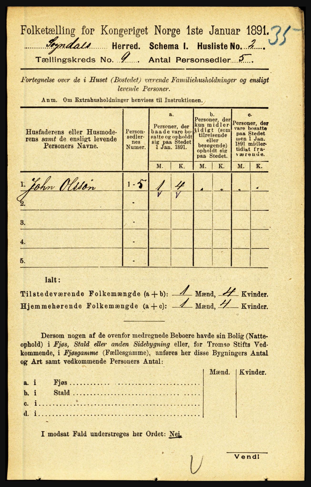 RA, 1891 census for 1420 Sogndal, 1891, p. 3648