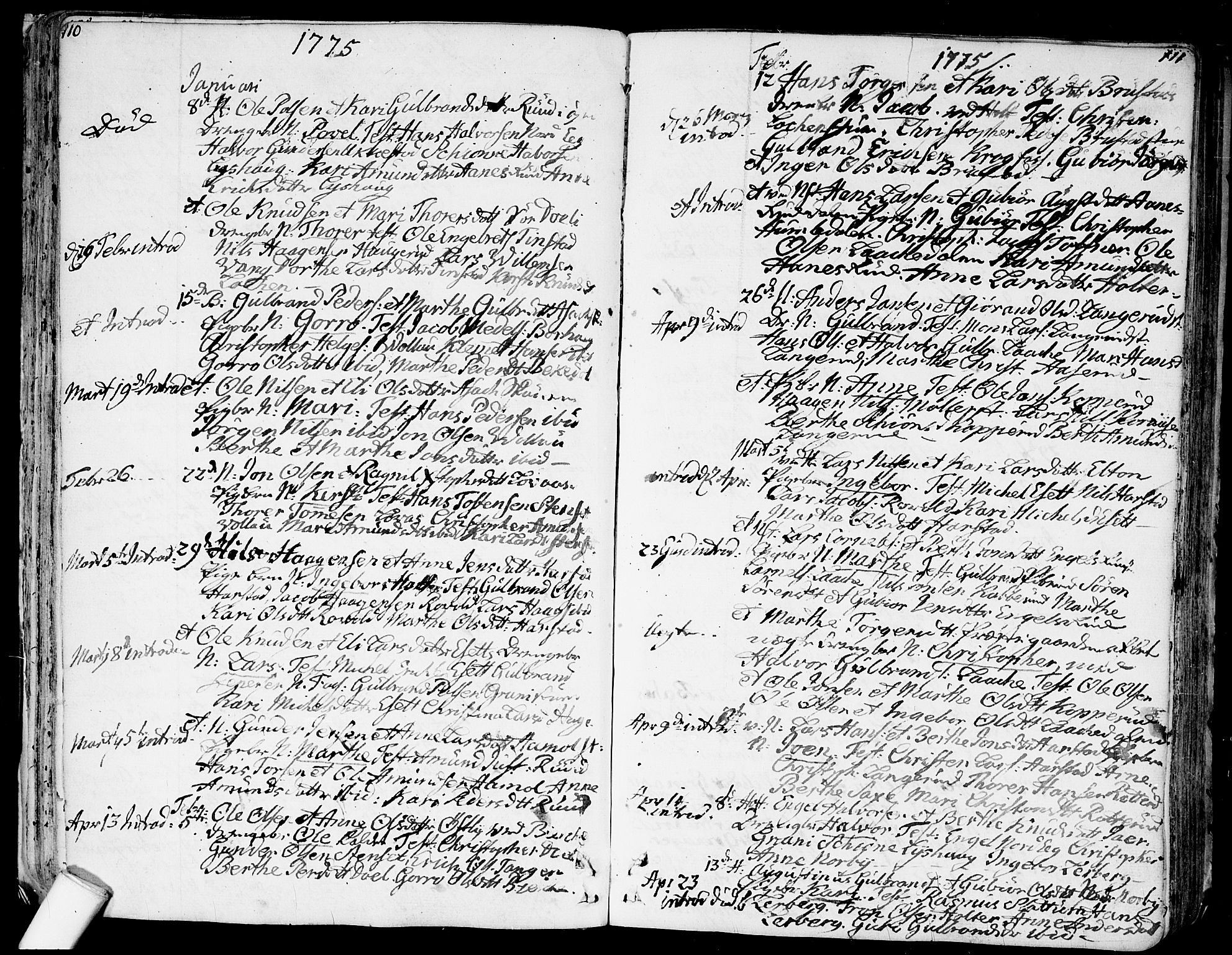 Nannestad prestekontor Kirkebøker, AV/SAO-A-10414a/F/Fa/L0007: Parish register (official) no. I 7, 1754-1791, p. 110-111