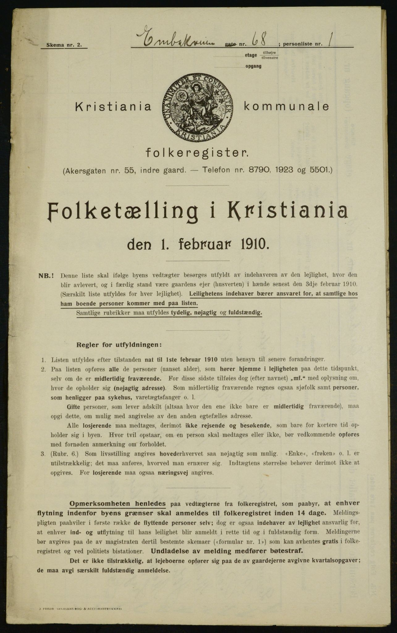 OBA, Municipal Census 1910 for Kristiania, 1910, p. 19680