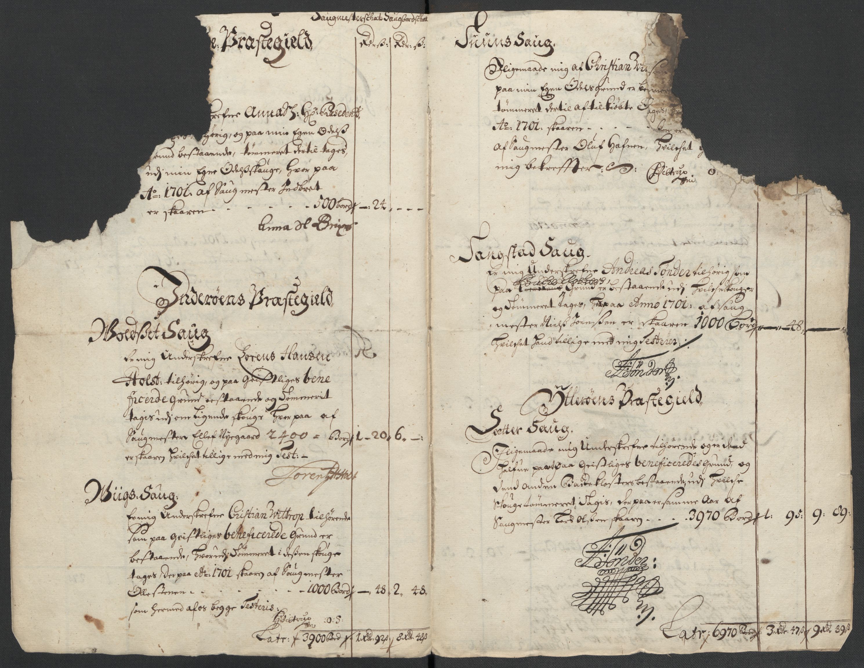 Rentekammeret inntil 1814, Reviderte regnskaper, Fogderegnskap, AV/RA-EA-4092/R63/L4312: Fogderegnskap Inderøy, 1701-1702, p. 22