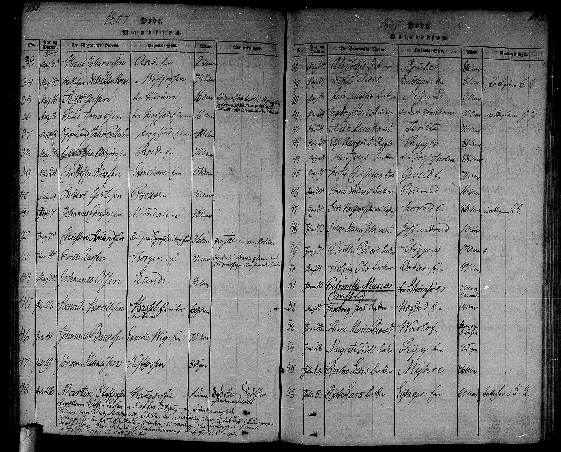 Eiker kirkebøker, AV/SAKO-A-4/F/Fa/L0010: Parish register (official) no. I 10, 1806-1815, p. 1152-1153