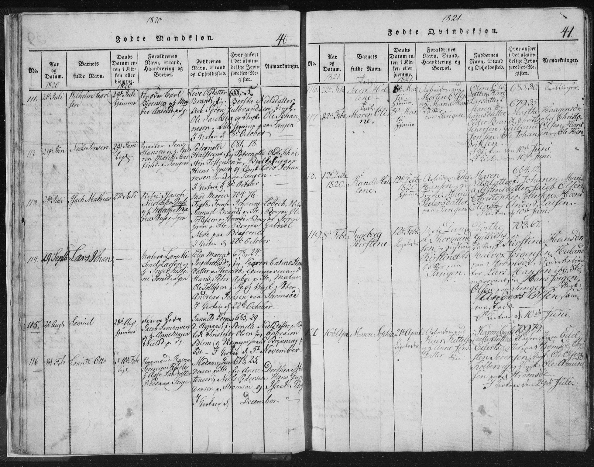 Strømsø kirkebøker, AV/SAKO-A-246/F/Fb/L0004: Parish register (official) no. II 4, 1814-1843, p. 40-41