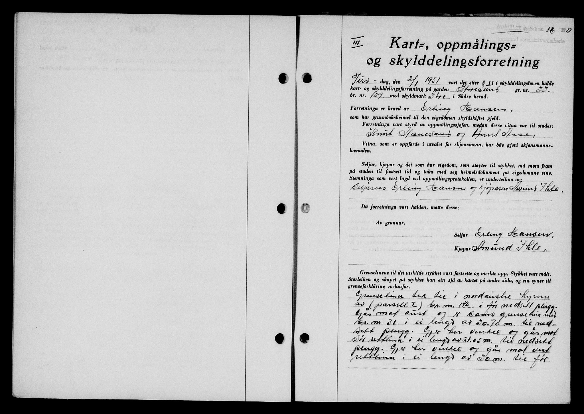Karmsund sorenskriveri, SAST/A-100311/01/II/IIB/L0101: Mortgage book no. 81A, 1950-1951, Diary no: : 36/1951