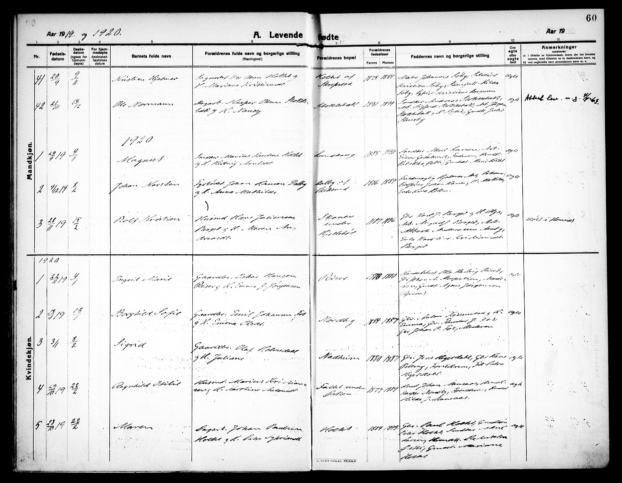 Høland prestekontor Kirkebøker, SAO/A-10346a/F/Fa/L0016: Parish register (official) no. I 16, 1912-1921, p. 60