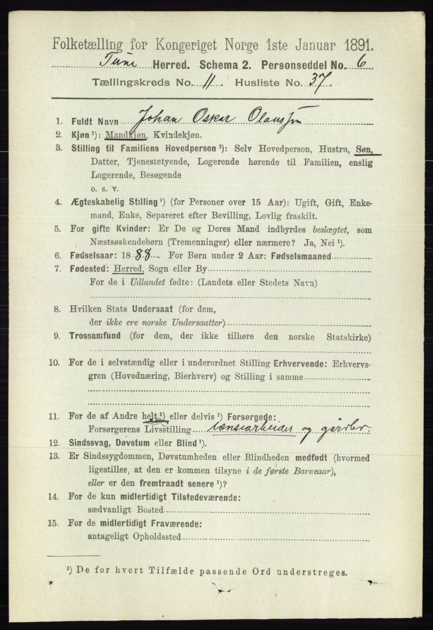 RA, 1891 census for 0130 Tune, 1891, p. 7154