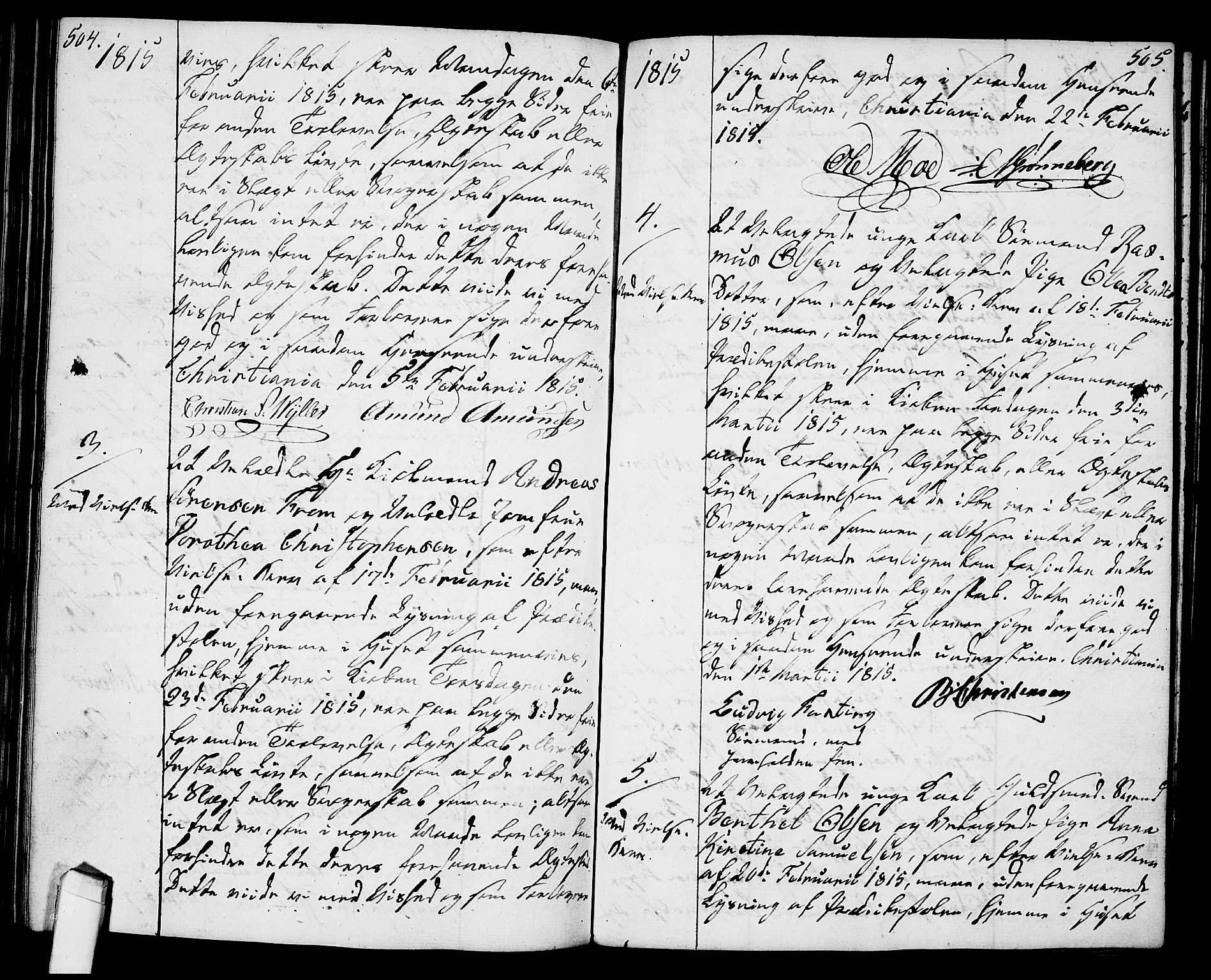 Oslo domkirke Kirkebøker, SAO/A-10752/L/La/L0011: Best man's statements no. 11, 1807-1819, p. 504-505