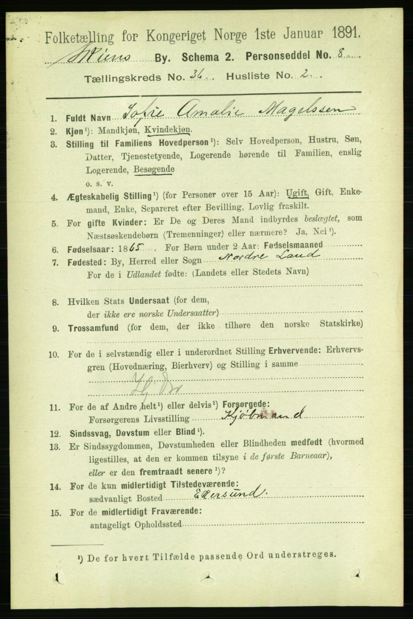 RA, 1891 census for 0806 Skien, 1891, p. 7968