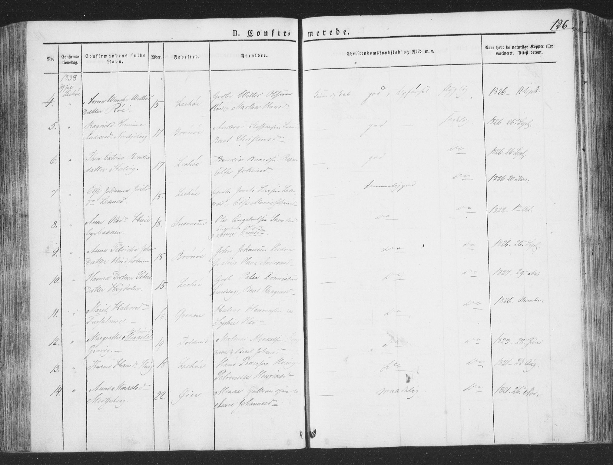 Ministerialprotokoller, klokkerbøker og fødselsregistre - Nord-Trøndelag, AV/SAT-A-1458/780/L0639: Parish register (official) no. 780A04, 1830-1844, p. 126