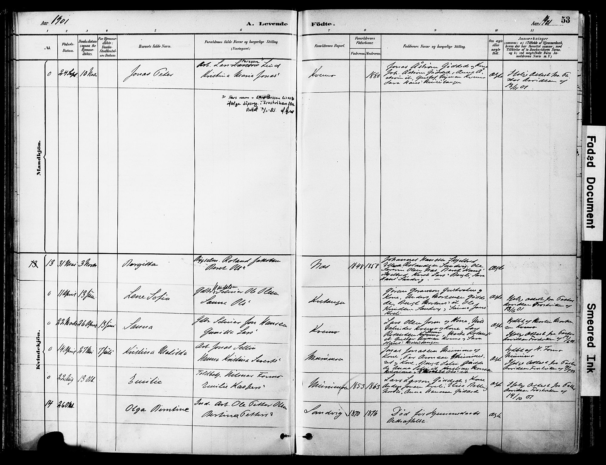 Ministerialprotokoller, klokkerbøker og fødselsregistre - Nord-Trøndelag, SAT/A-1458/755/L0494: Parish register (official) no. 755A03, 1882-1902, p. 53