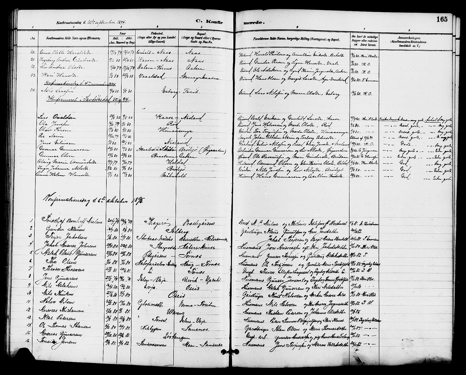 Drangedal kirkebøker, SAKO/A-258/G/Ga/L0003: Parish register (copy) no. I 3, 1887-1906, p. 165