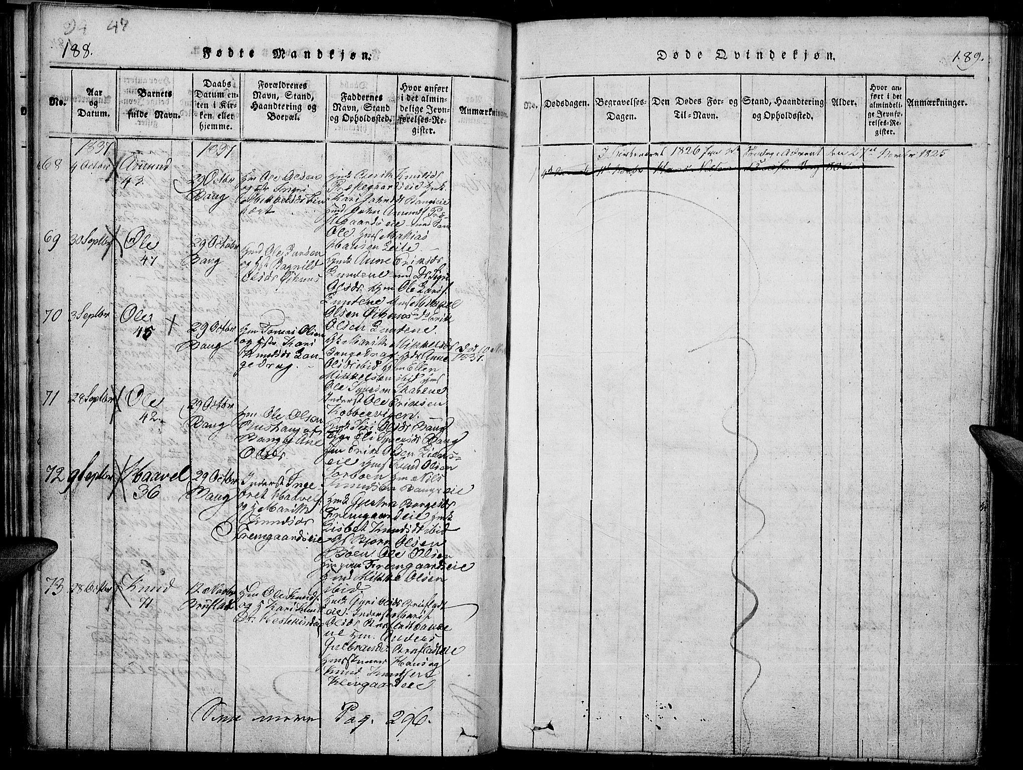 Sør-Aurdal prestekontor, AV/SAH-PREST-128/H/Ha/Haa/L0003: Parish register (official) no. 3, 1825-1840, p. 188-189