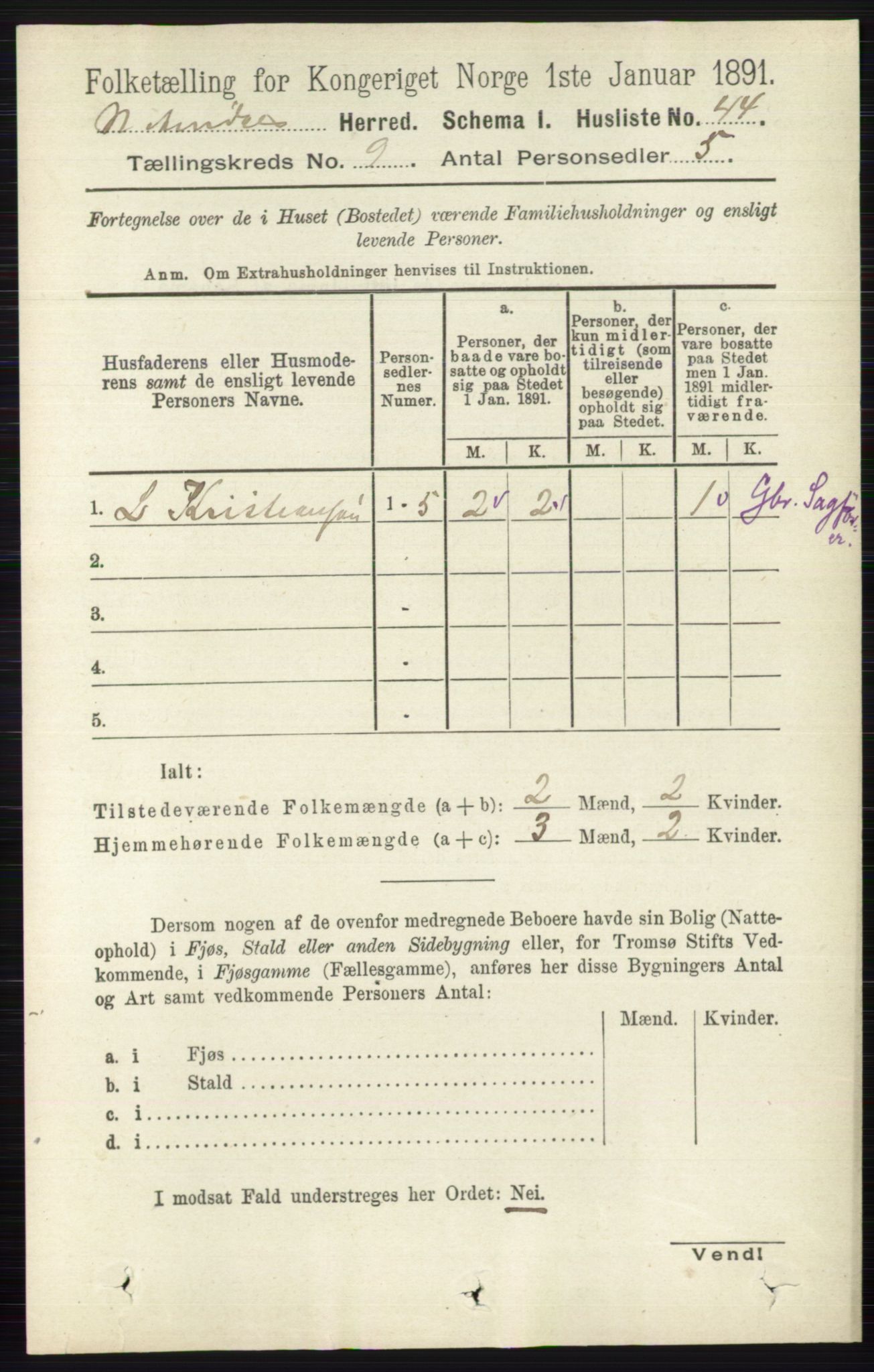 RA, 1891 census for 0542 Nord-Aurdal, 1891, p. 3411