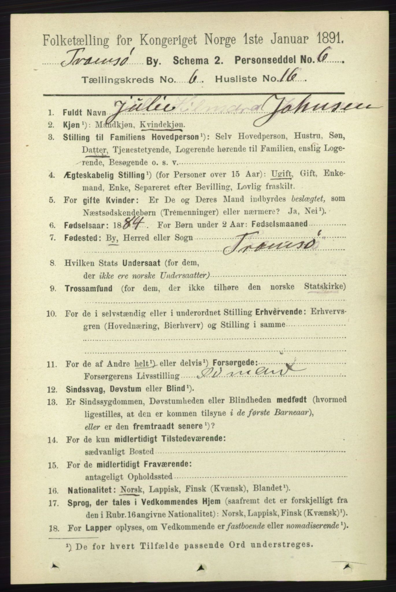 RA, 1891 census for 1902 Tromsø, 1891, p. 5735