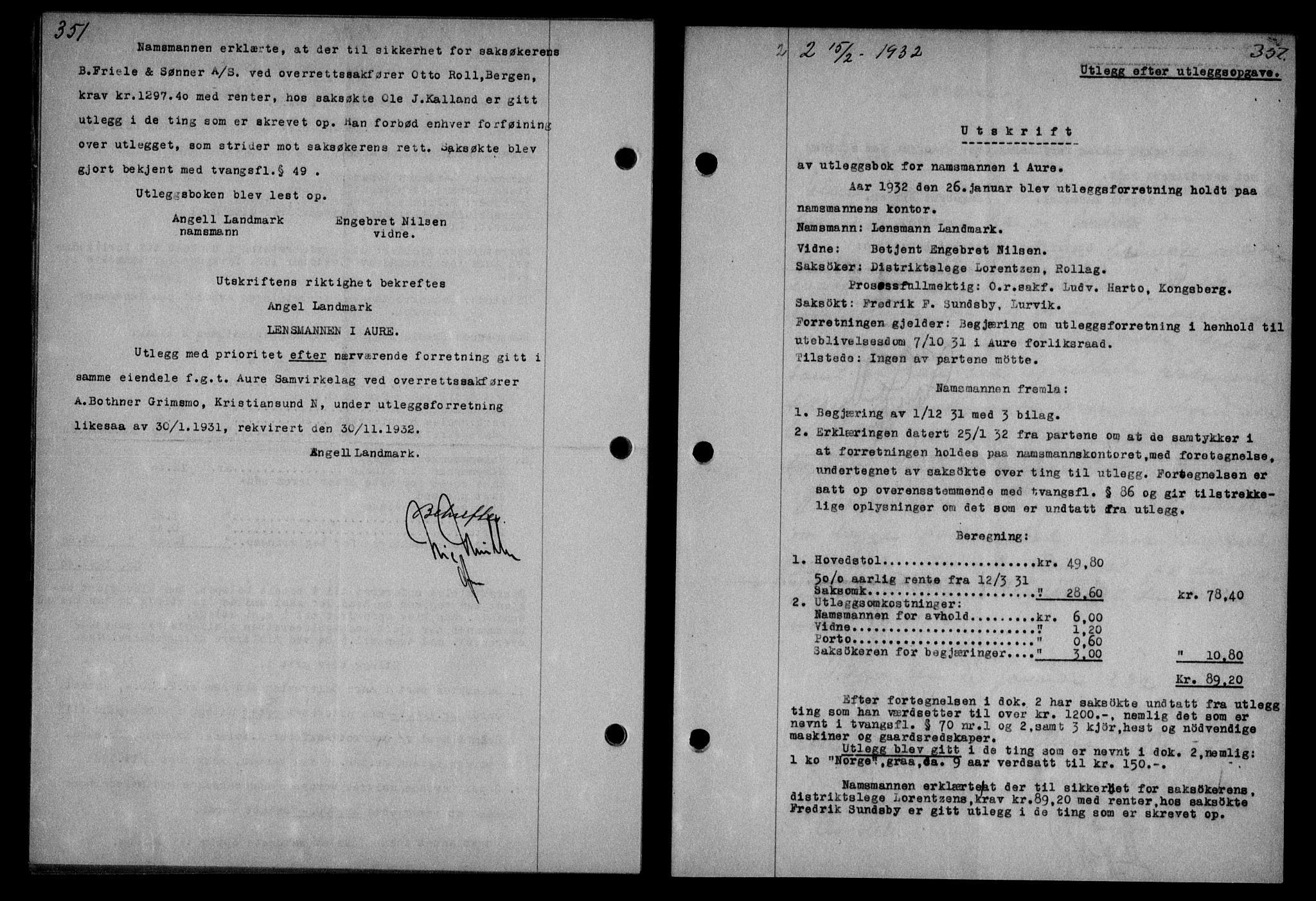 Nordmøre sorenskriveri, AV/SAT-A-4132/1/2/2Ca: Mortgage book no. 64, 1931-1932, Deed date: 15.02.1932