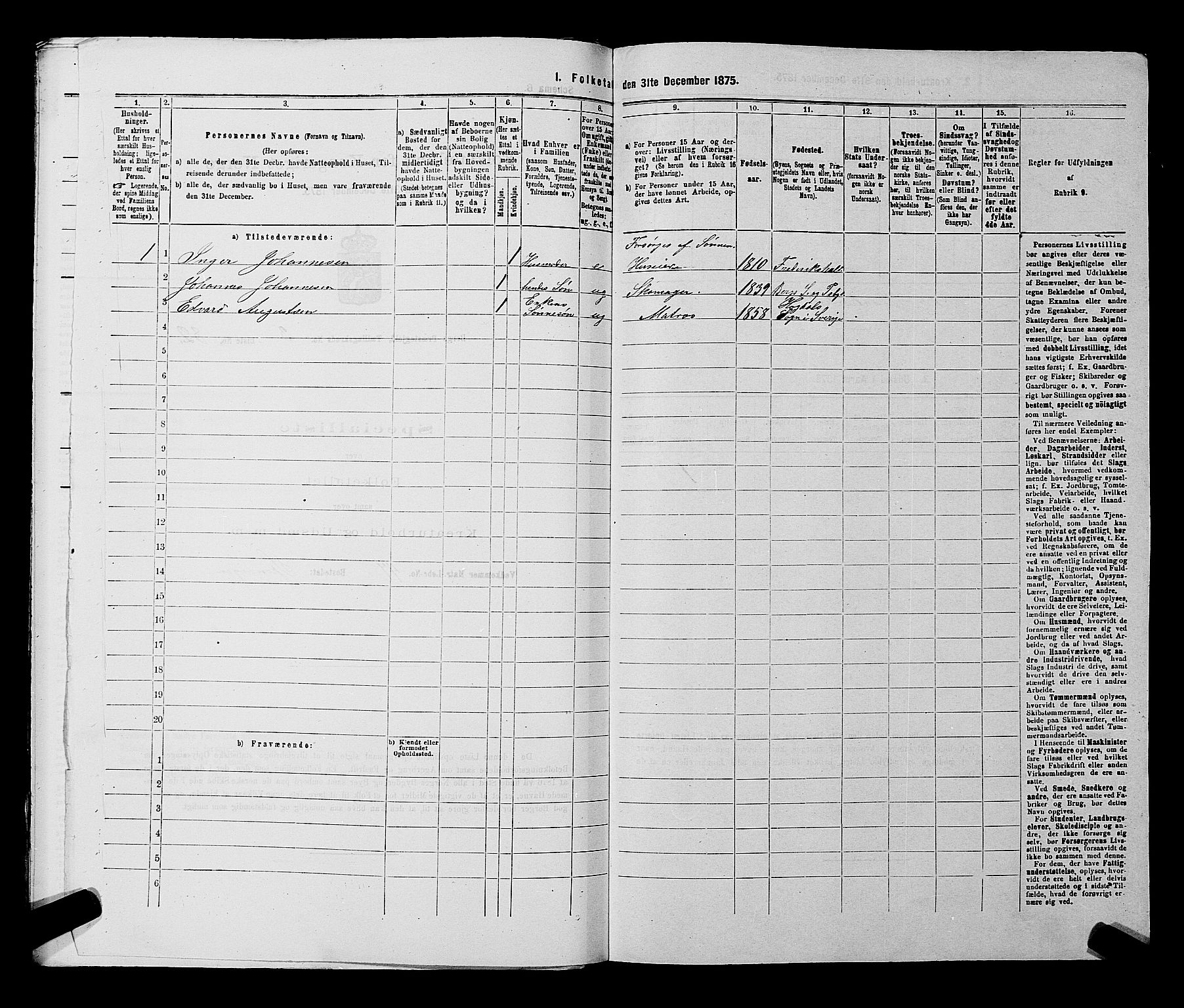 RA, 1875 census for 0116P Berg, 1875, p. 461
