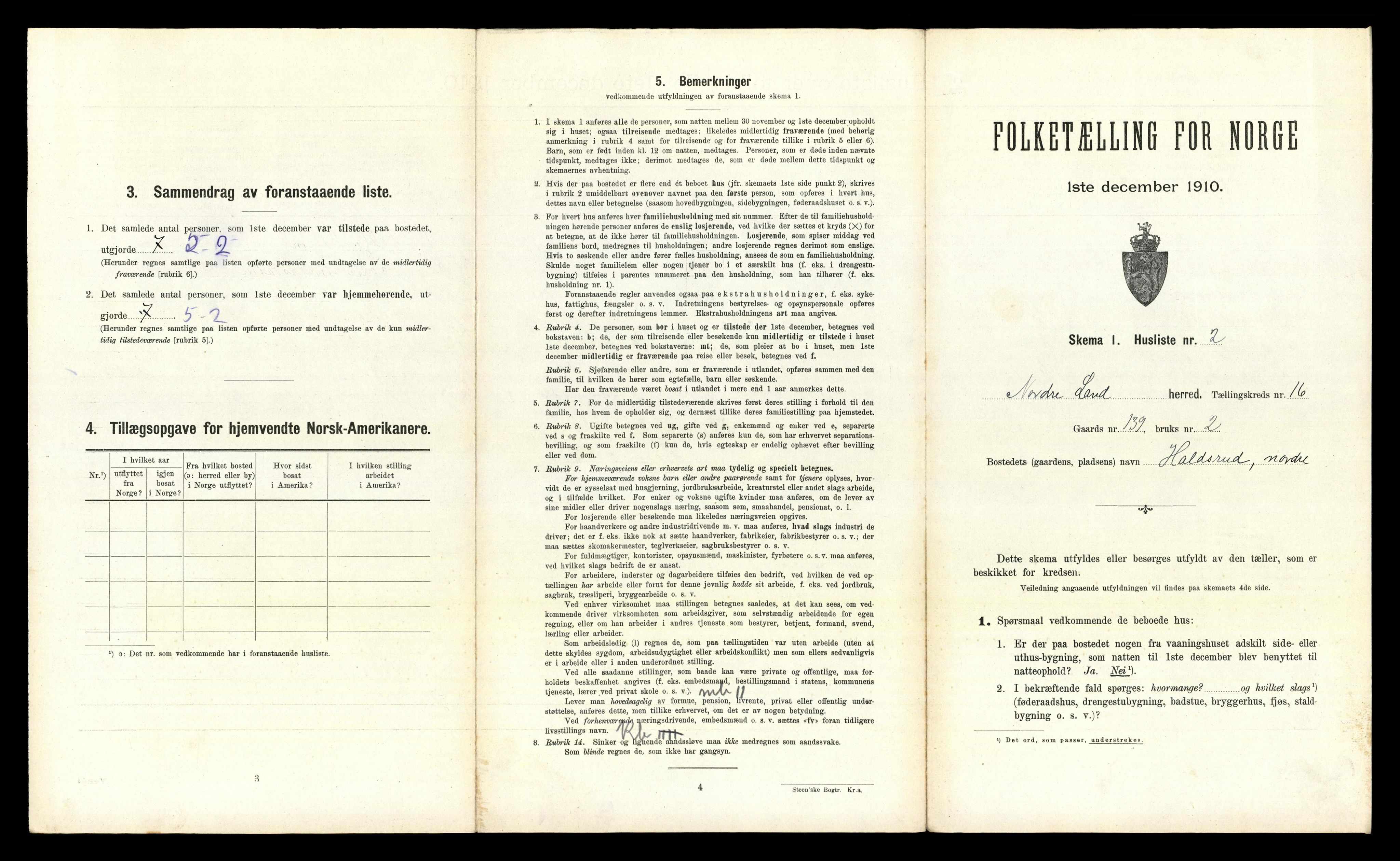 RA, 1910 census for Nordre Land, 1910, p. 1757