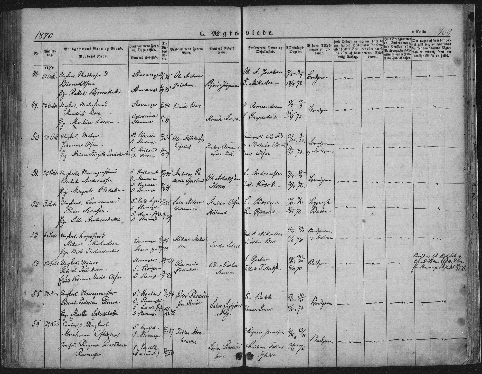Domkirken sokneprestkontor, SAST/A-101812/001/30/30BA/L0019: Parish register (official) no. A 18, 1857-1877, p. 109